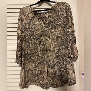 Liz Claiborne Top 3X Stretch Knit Reptile Snake Print Shirt Blouse Women's 3XL